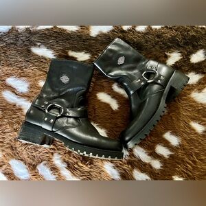 Harley Davidson Harness Biker Boots Heels Bikercore indie boho alt grunge